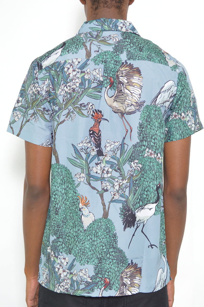 Aves Allover Print Short Sleeve Vacation Shirt