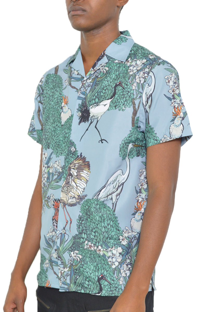 Aves Allover Print Short Sleeve Vacation Shirt