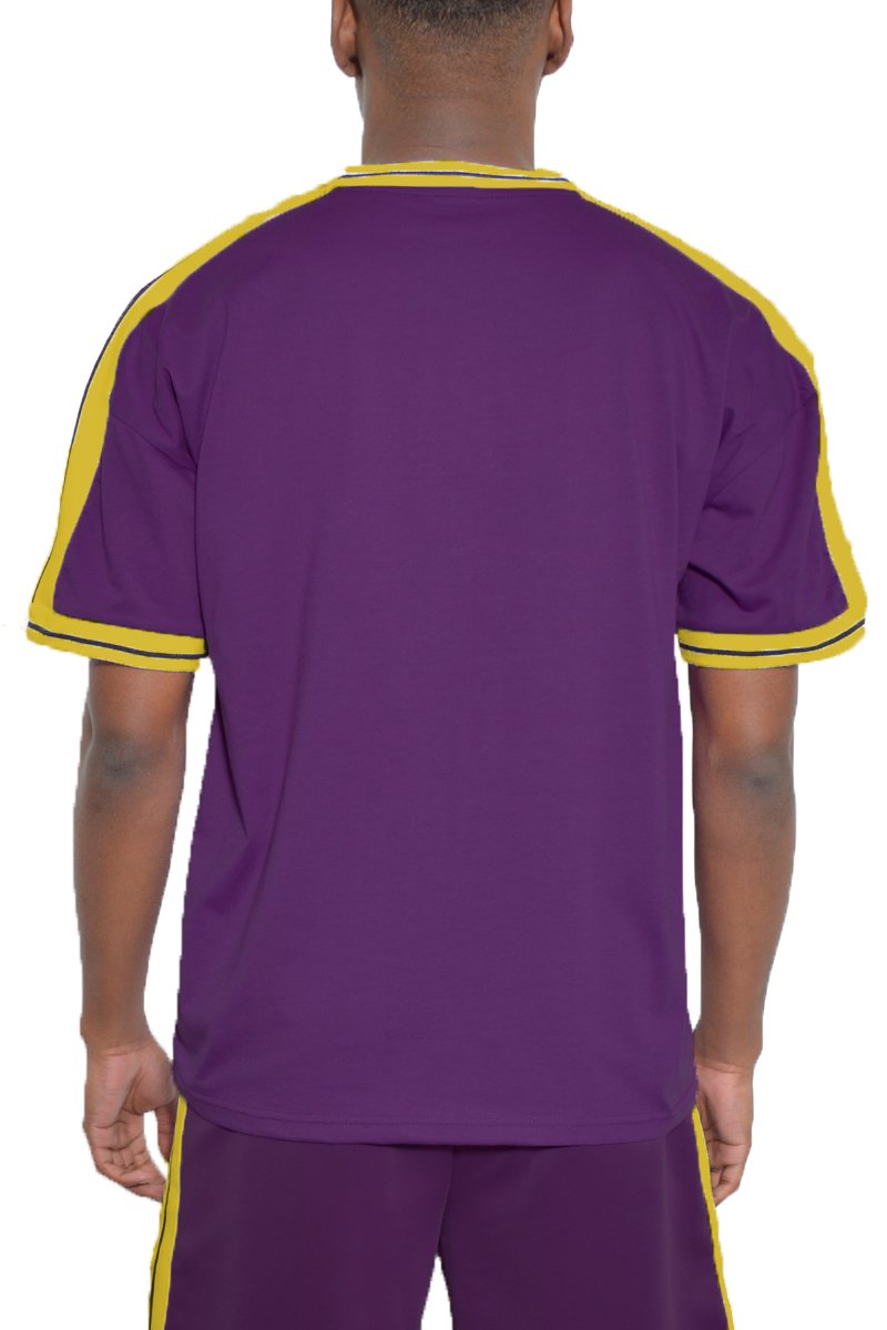 Dark Purple Beso Yellow Striped T-Shirt