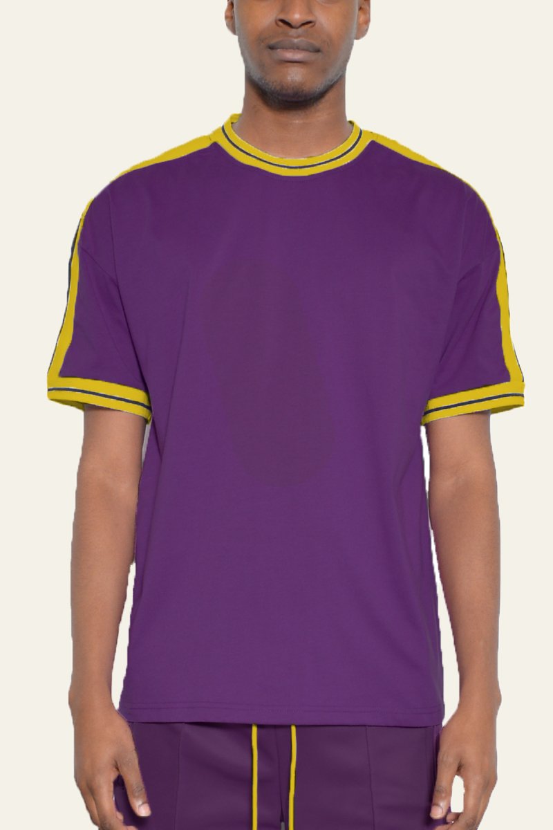 Dark Purple Beso Yellow Striped T-Shirt