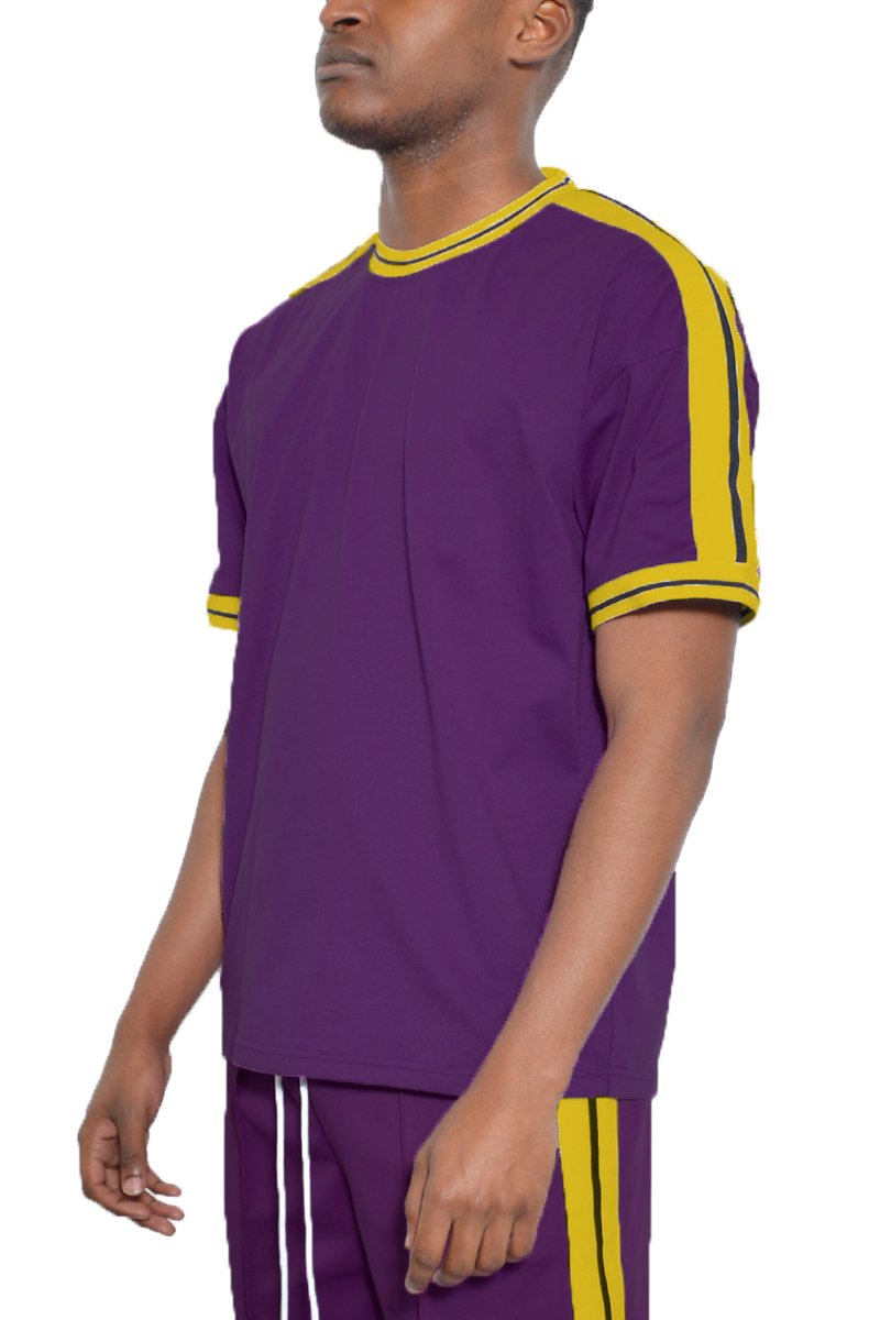 Dark Purple Beso Yellow Striped T-Shirt
