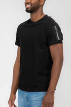 Side Pocket Tee with Zippered Sleeve Pouch | 100% Cotton