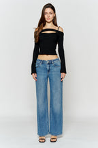 Mid Waist Relaxed Wide Leg Jeans