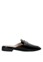 Yashta Patent Studded Flat Mules