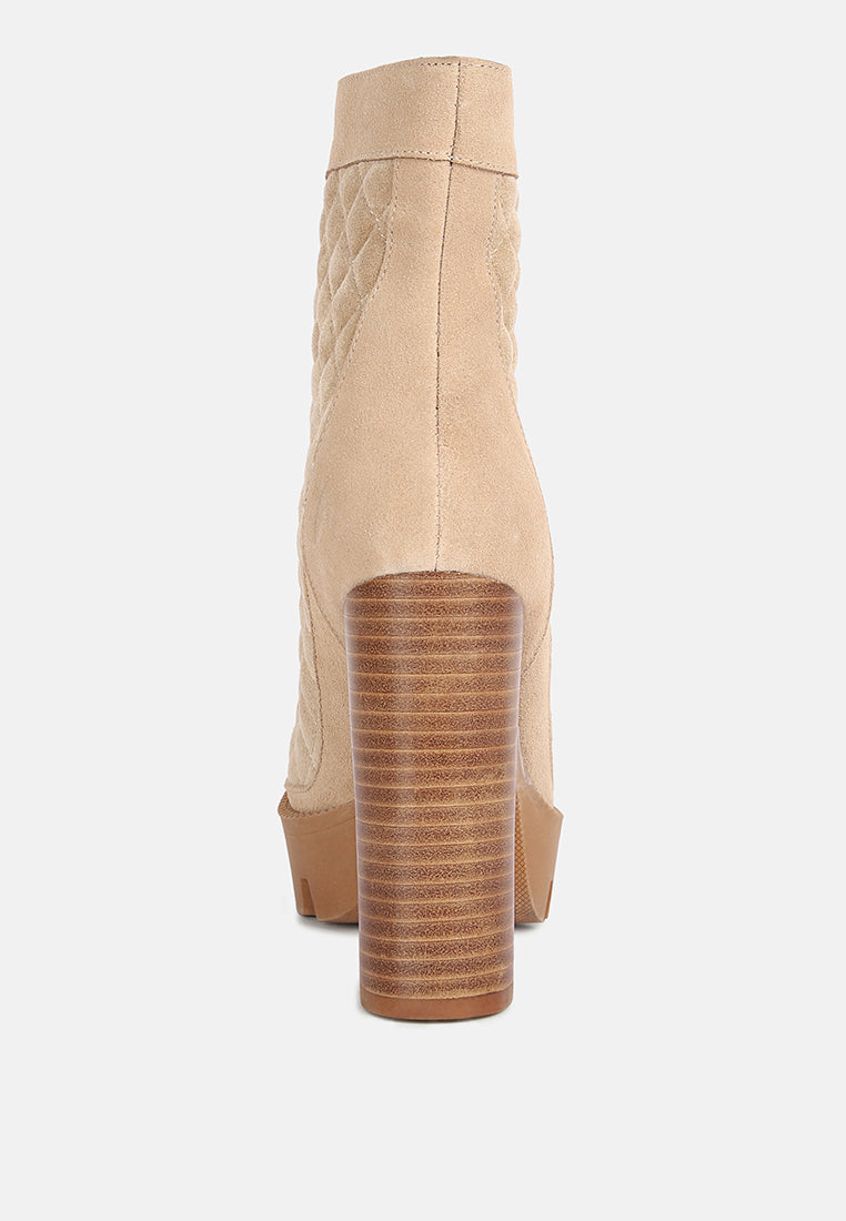 Yoko Fine Suede Quilted Ankle Boots