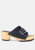 Yoruba Braided Leather Buckled Slide Clogs