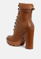 Yeti High Heel Lace Up Biker Boots