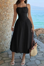 Women's black A-line dress wedding for elegant summer occasions