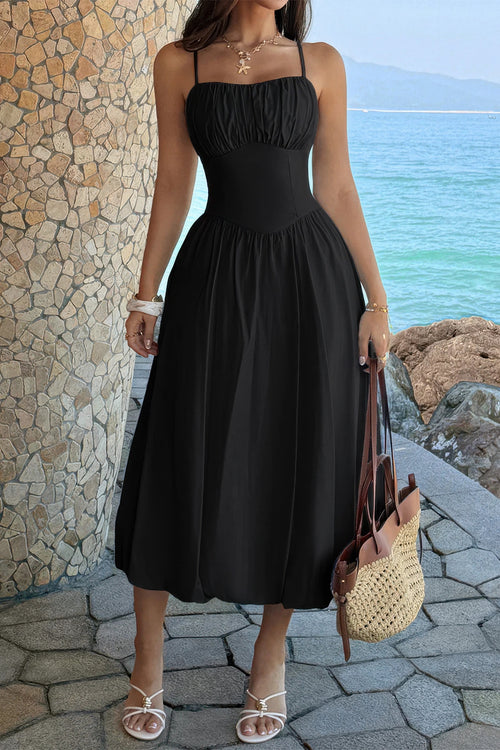 Women's black A-line dress wedding for elegant summer occasions