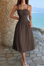 Women's brown a-line dress wedding suitable for outdoor events