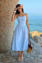 Women's light blue a-line dress wedding for summer beach events