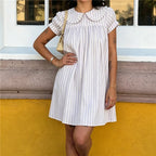 Women's striped a-line dress wedding, lightweight cotton for summer events