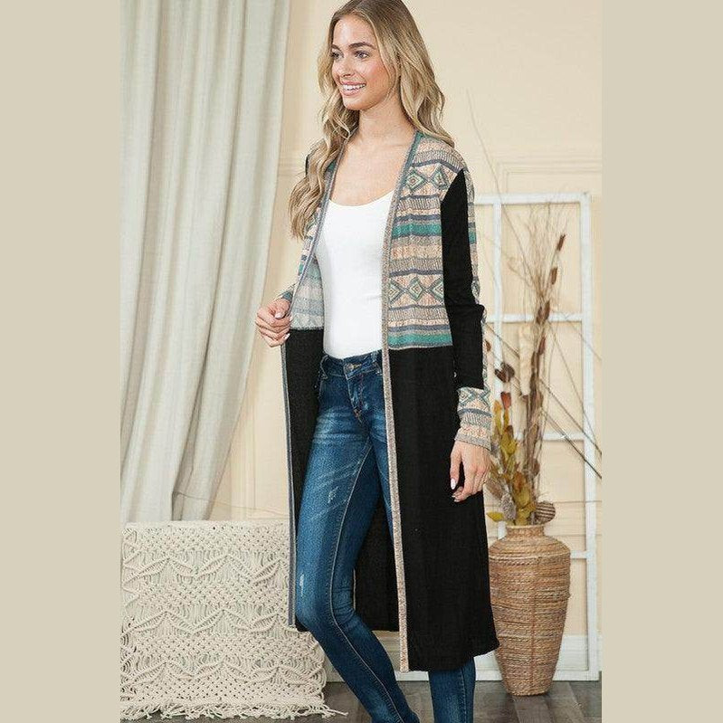 Mixed Tribal Maxi Cardigan Sweater - VacationGrabs