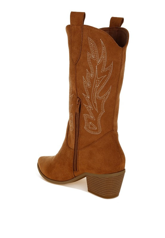 Women's Shoes - BootsMae Embroidery Detail Cowboy Boots - VacationGrabs