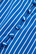 Stripe Ruffle Puff Sleeve Button Front Blouse