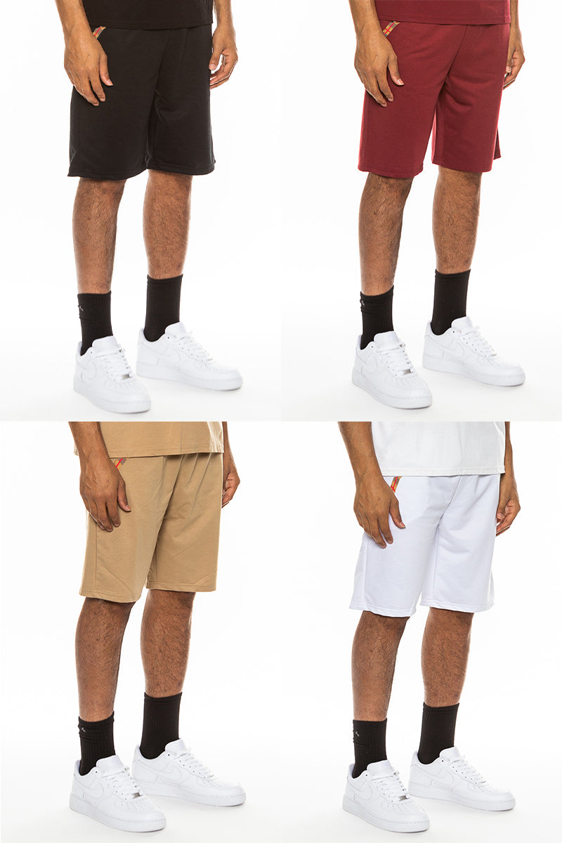 Checkered Detail Shorts – Cotton Blend