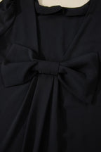 Solid Backless Bow Tie Short Sleeve Mini Dress