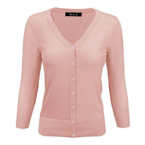 V-Neck Button Down Knit Cardigan Sweater - VacationGrabs