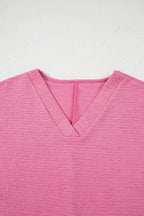 Solid Textured T-Shirt and Shorts Set