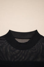 Sheer Mesh Patchwork Cap Sleeve T-Shirt