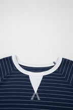 Plus Size Stripe Contrast Trim Ribbed T-Shirt