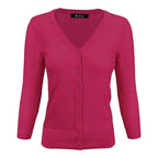 V-Neck Button Down Knit Cardigan Sweater - VacationGrabs
