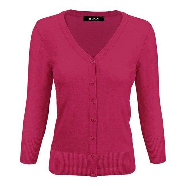 V-Neck Button Down Knit Cardigan Sweater - VacationGrabs