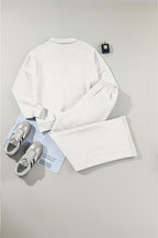 Solid Zip-Up Jacket and Drawstring Pants Set