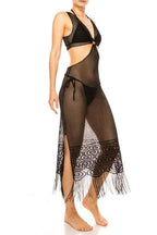 Swimwear - Relaxing Crochet With Tinsel Bottom Mid Cutout - VacationGrabs