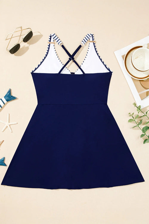 Robe de bain une pièce à bretelles croisées