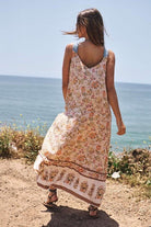 Women's Dresses Floral Border Printed V-Neck Sleeveless Maxi Dress
