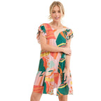 And The Why Printed Double Ruffle Sleeve Dress - VacationGrabs