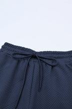 Solid Textured T-Shirt and Drawstring Pants Set