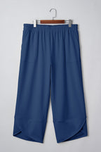 Plus Size Solid Asymmetrical Hem Capris Pants