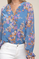 Women's ShirtsWomen's Floral Chiffon Blouse - VacationGrabs