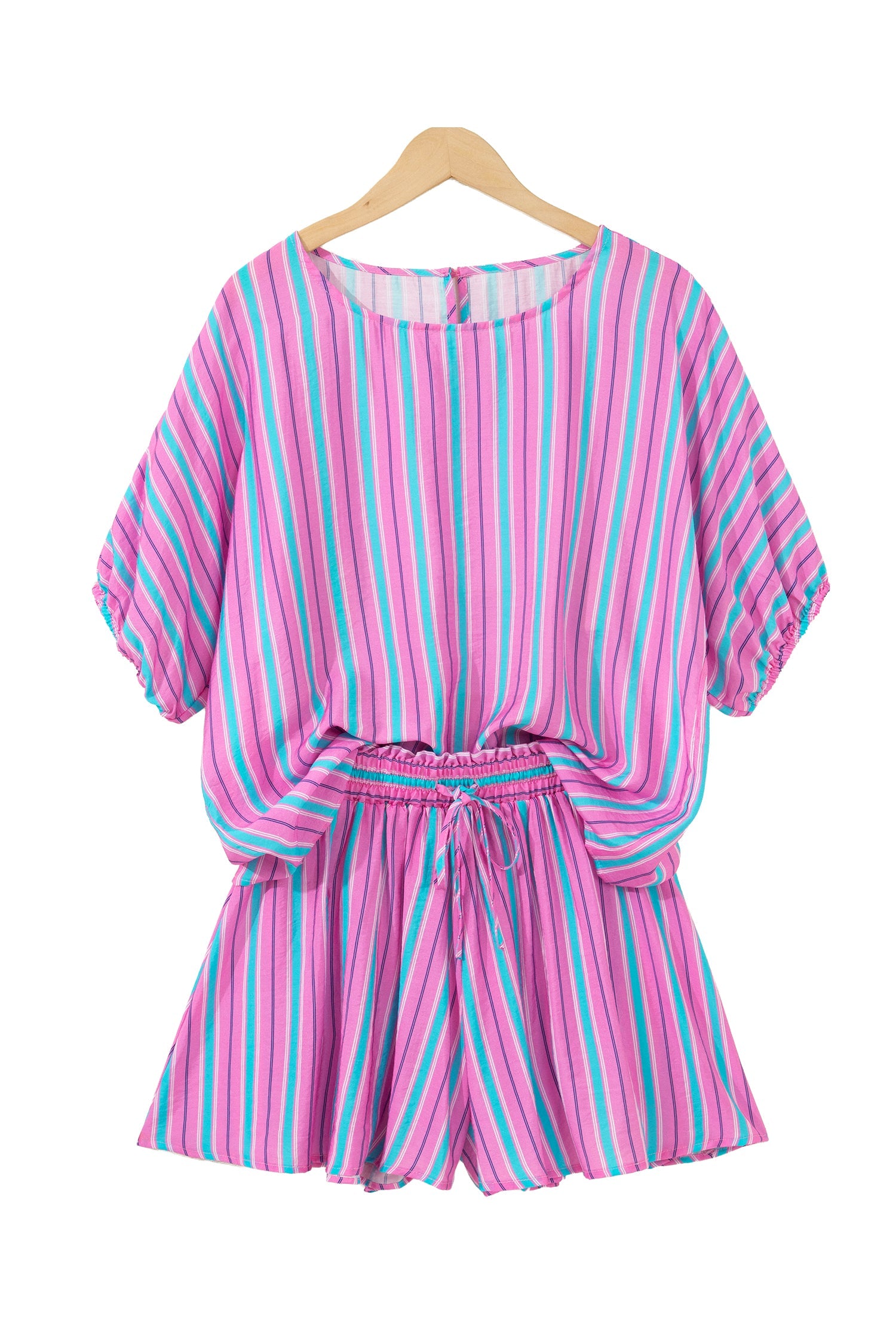 Stripe Dolman Short Sleeve Blouse & Short Set
