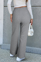 Solid Fleece-Lined Drawstring Waist Pants