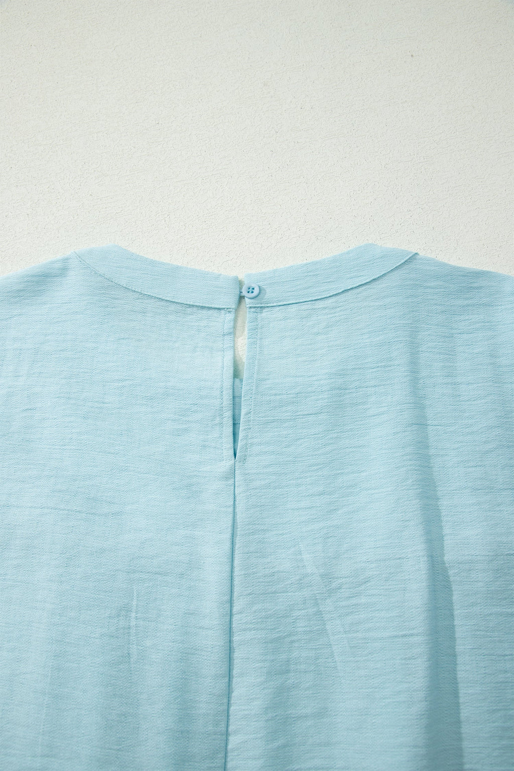 Solid Pleated Tie Sleeve Babydoll Blouse