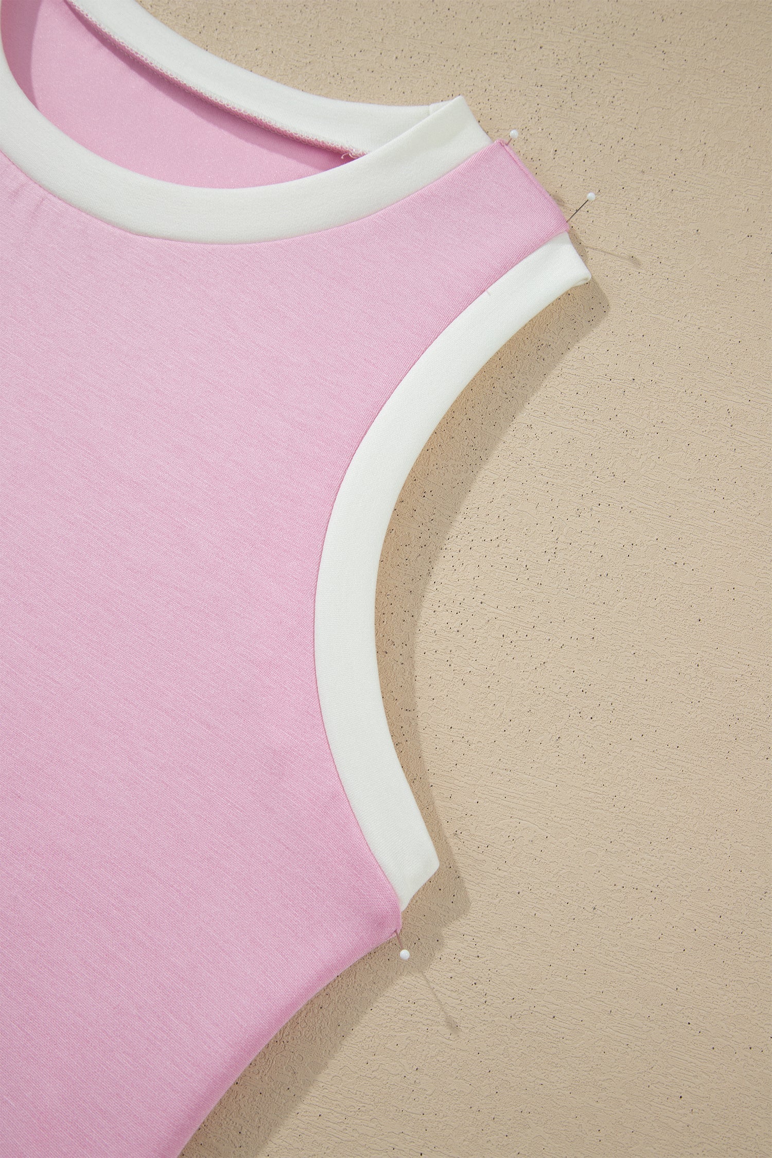 Colorblock Cropped Tank & Elastic Waist Pants Set