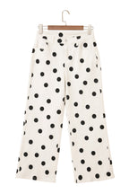 Polka Dot Wide Leg Ankle Length Jeans