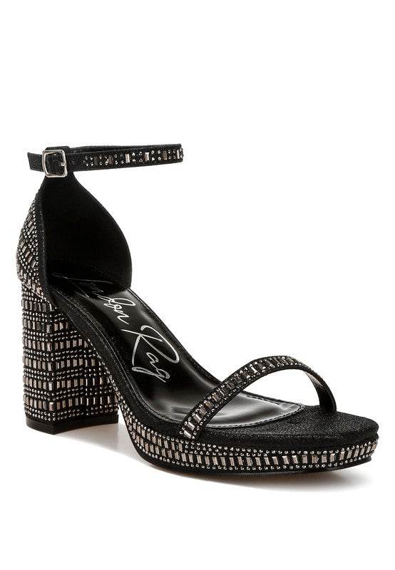 Ronan Rhinestones Embellished Block Sandals - VacationGrabs