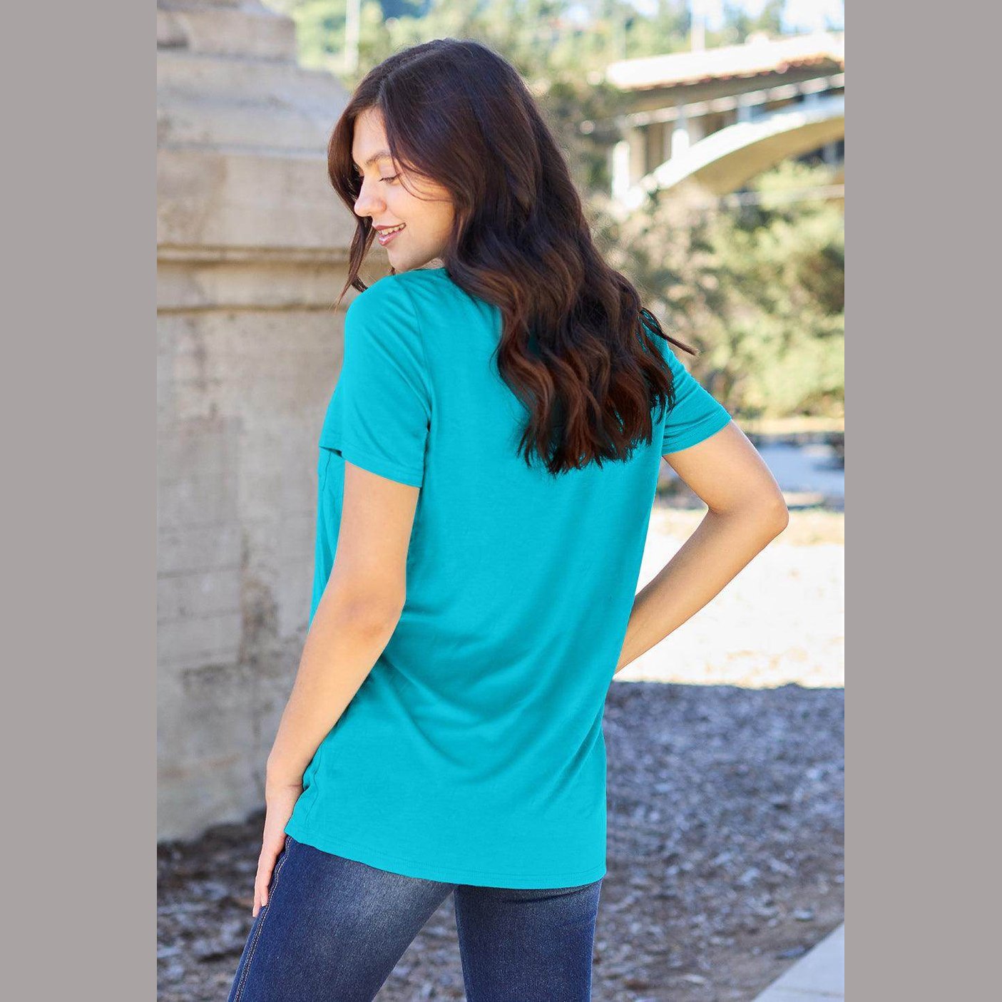 Basic Bae Full Size V-Neck Short Sleeve T-Shirt - VacationGrabs