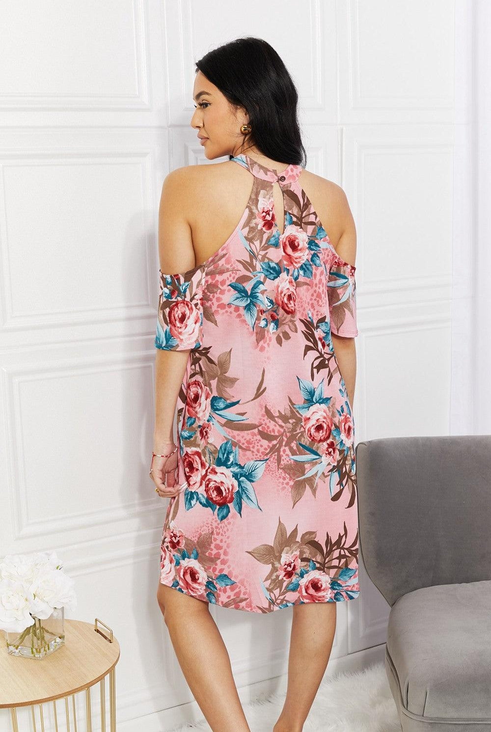 Women's Dresses Sew In Love Full Size Fresh-Cut Flowers Cold-Shoulder Dress