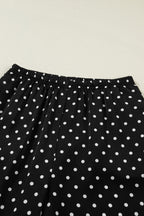 Polka Dot Elastic Waist Lace Hem Pants