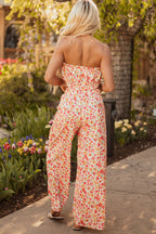Floral Bandeau Top and Wide Leg Pants Set