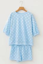 Polka Dot Oversized Top & Drawstring Shorts Set