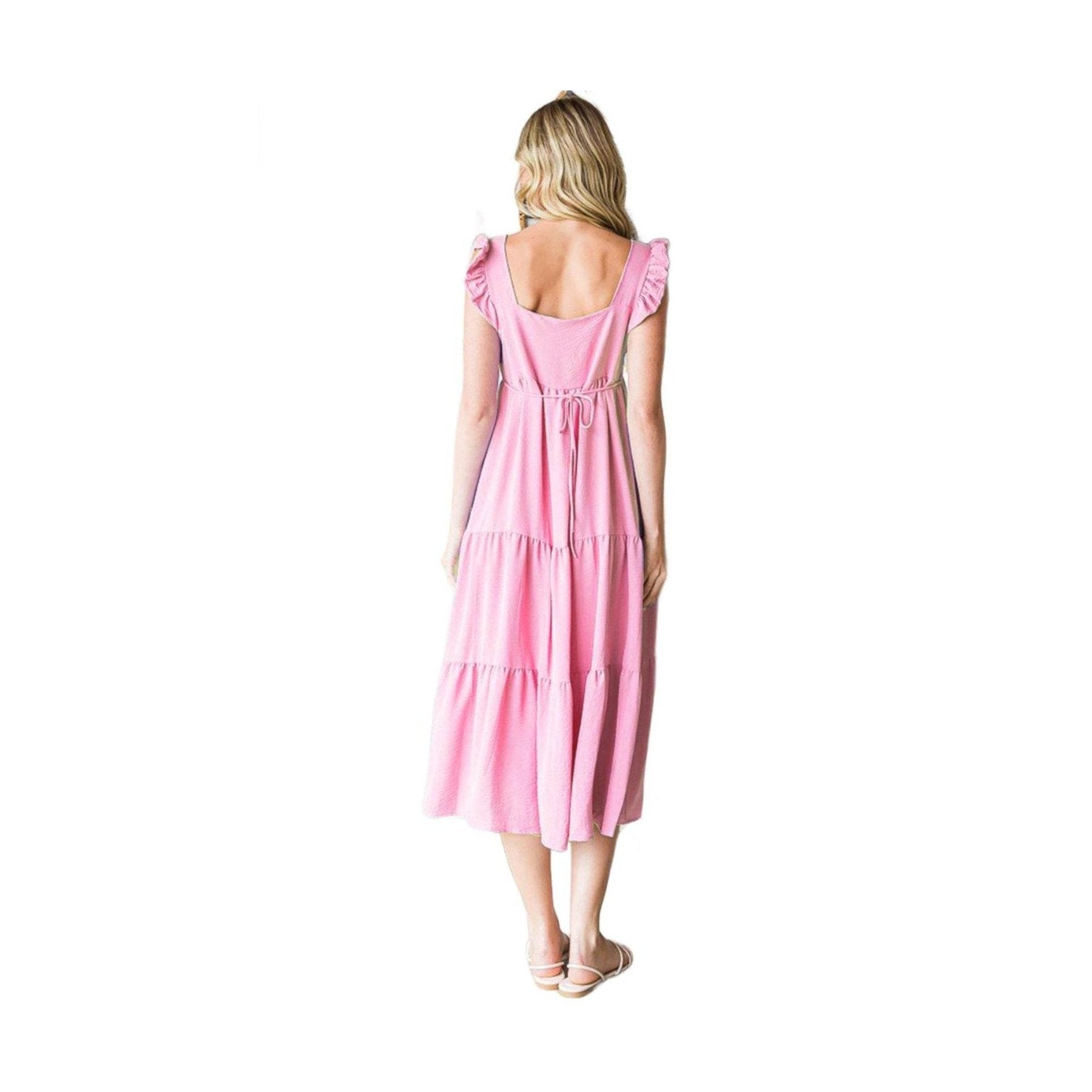 Reborn J Ruffled Sleeveless Tiered Midi Dress - VacationGrabs