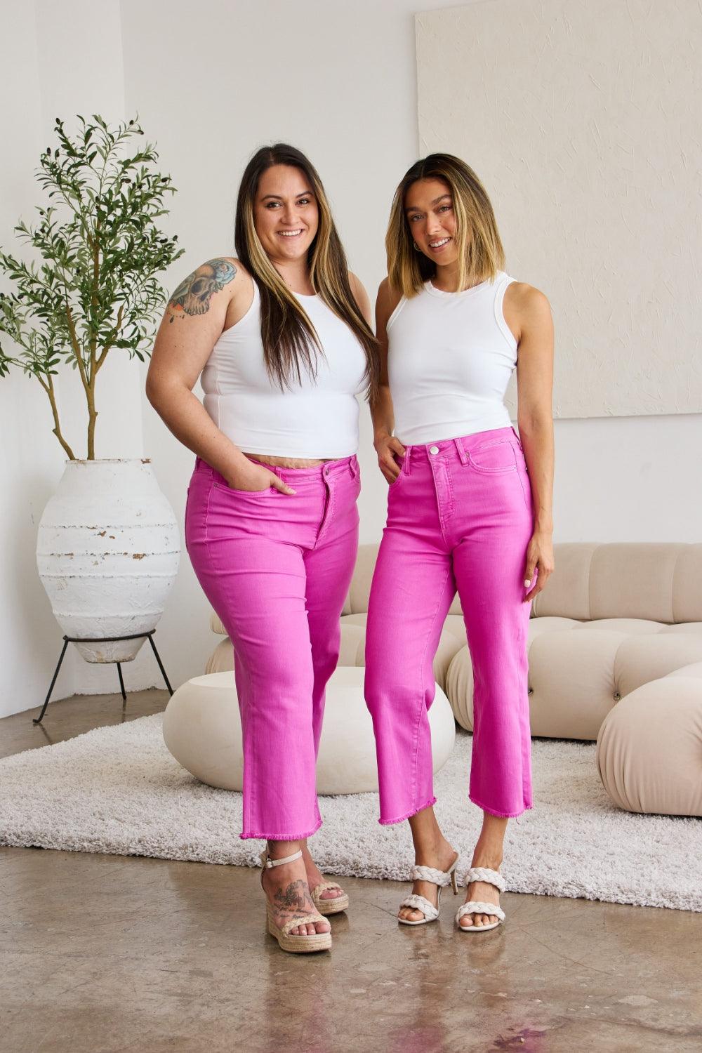 Women's Jeans RFM Crop Chloe Full Size Tummy Control High Waist Raw Hem Jeans