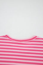 Stripe Drop Shoulder Top & Buttoned Pants Set