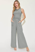 Basic Bae Full Size Ribbed Tank and Wide Leg Pants Set - VacationGrabs